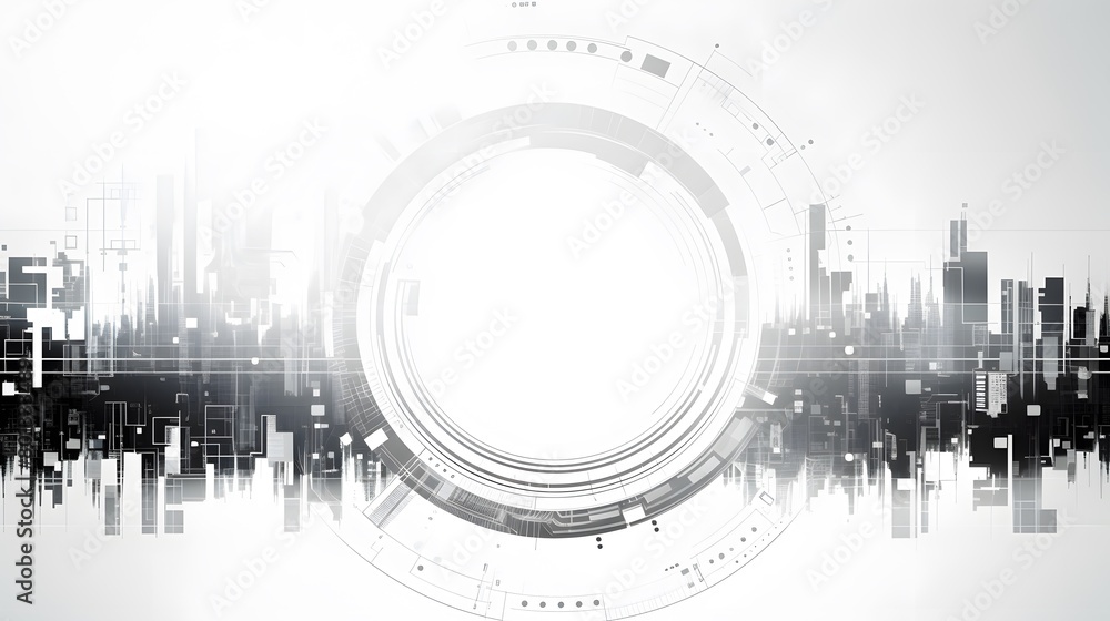 Poster grey white abstract technology background with various technology elements hi-tech communication con