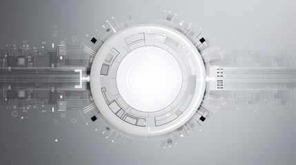 Obraz premium Grey white Abstract technology background with various technology elements Hi-tech communication concept innovation background Circle empty space for your text