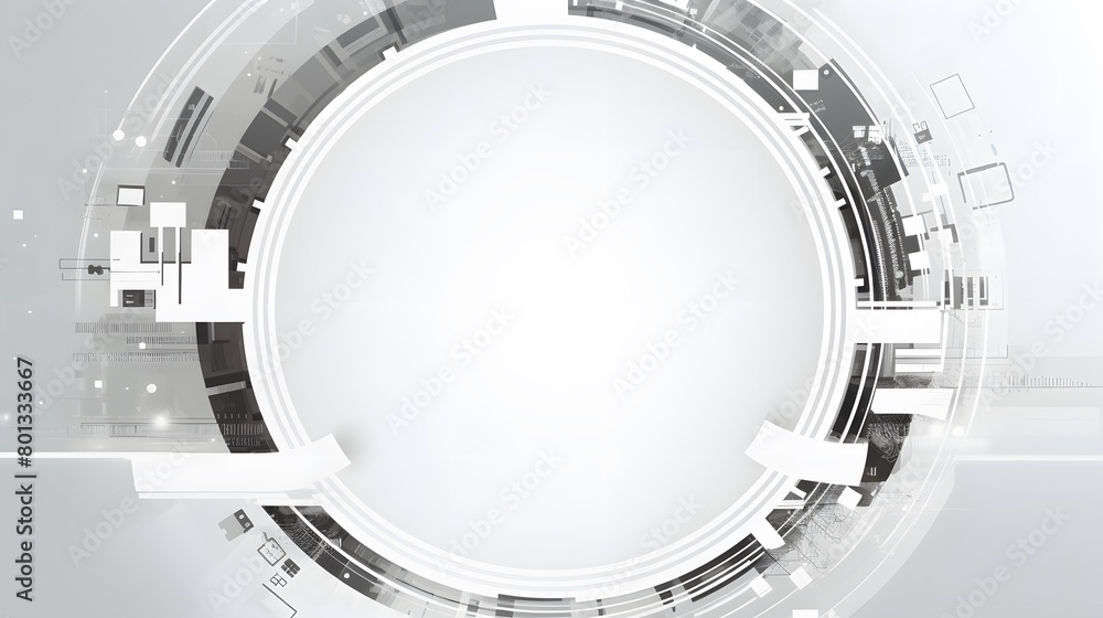 Poster grey white abstract technology background with various technology elements hi-tech communication con