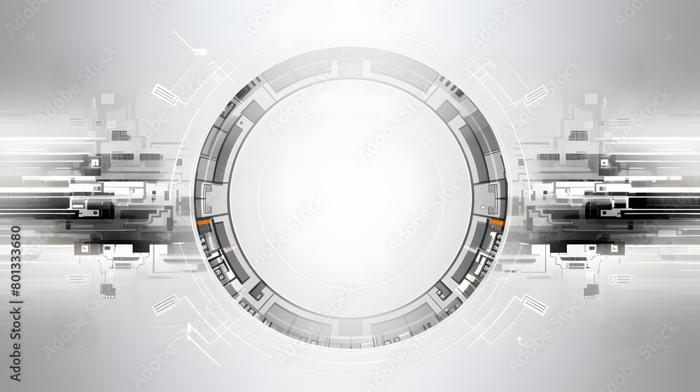 Poster grey white abstract technology background with various technology elements hi-tech communication con