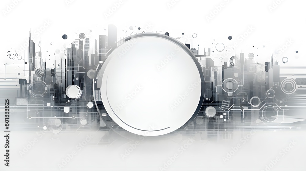 Poster grey white abstract technology background with various technology elements hi-tech communication con
