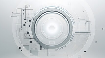 Grey white Abstract technology background with various technology elements Hi-tech communication concept innovation background Circle empty space for your text