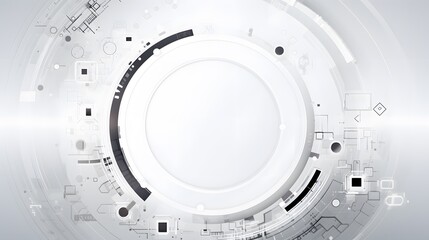 Obraz premium Grey white Abstract technology background with various technology elements Hi-tech communication concept innovation background Circle empty space for your text