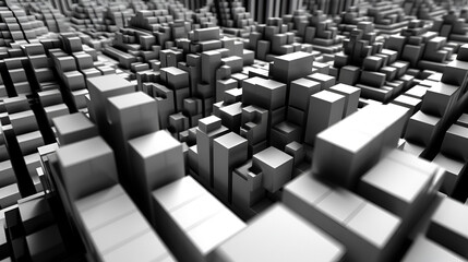 Dynamic Abstract 3D Render with Randomly Arranged Cubes