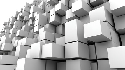 Dynamic Abstract 3D Render with Randomly Arranged Cubes