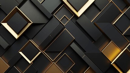 a black and gold wall with a pattern of squares and rectangles