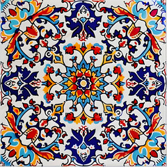 A graphic wallpaper pattern for floor tiles or walls.