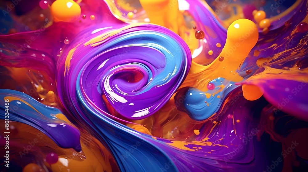 Aufkleber step into a world of creativity and color as purple and yellow soap bubbles mingle in a swirl of pai
