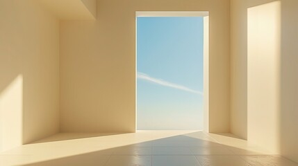 bright and airy room with a large open doorway.