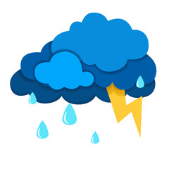 Raining and Storm Weather Forecast Icon Vector Design