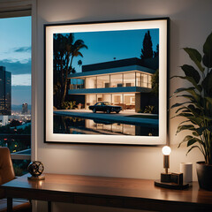 modern living room with fireplace