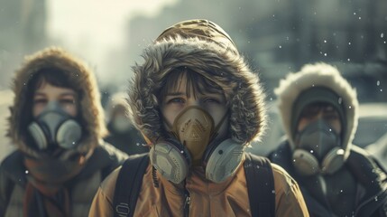 Respiratory Problems: A real photo shot of people suffering from respiratory illnesses caused by exposure to PM 2.5 dust particles, while maintaining naturalness in depicting health issues.