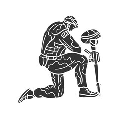 Soldier Icon Silhouette Illustration. Veteran Day Vector Graphic Pictogram Symbol Clip Art. Doodle Sketch Black Sign.