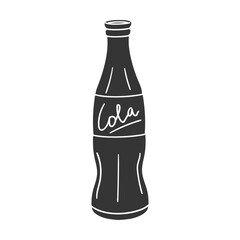 Soda Bottle Icon Silhouette Illustration. Cola Vector Graphic Pictogram Symbol Clip Art. Doodle Sketch Black Sign.