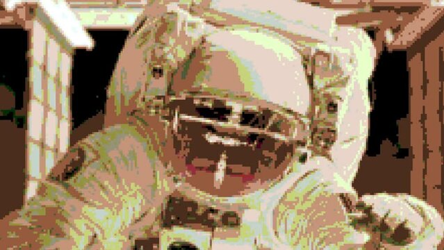 Astronaut and space station 8 bit