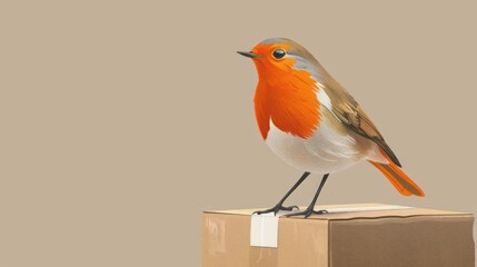 A bird is sitting on top of a cardboard box - Powered by Adobe