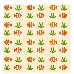 Fish and Plant Seamless Pattern Background
