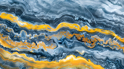 Blue alcohol stains of paint with the addition of gold powder. blue marble background