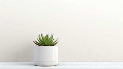 Succulent plant in a white pot on a white background