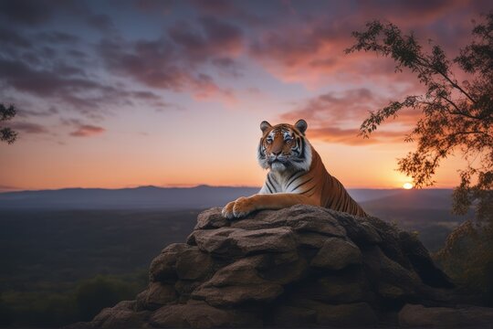 'rock sky beautiful looking tiger sunset something tigress africa anger angry animal asia asian background beauty bengal carnivore cat close closeup colours danger expression eye face felino france'