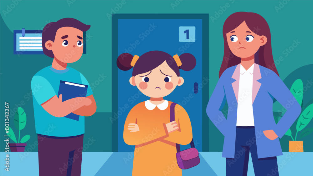 Wall mural a young girl refusing to go to school her parents at a loss as to how to handle her defiance and out