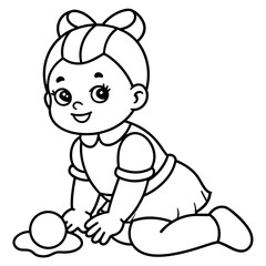 Baby doll coloring book vector art illustration (13)