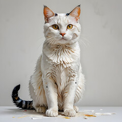 cat on a white - obrazy, fototapety, plakaty