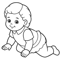 Baby doll coloring book vector art illustration (15)