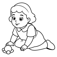 Baby doll coloring book vector art illustration (17)