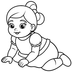 Baby doll coloring book vector art illustration (18)