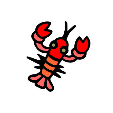Cute lobster, drawing. Isolated on white