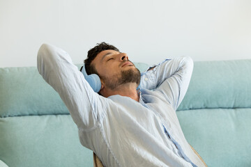 boy having a rest while working at home