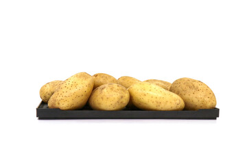 Young potato isolated on white background. Harvest new. Flat lay.