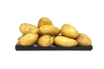 Young potato isolated on white background. Harvest new. Flat lay.