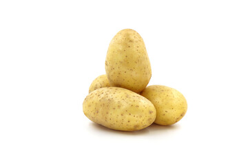 Young potato isolated on white background. Harvest new. Flat lay.