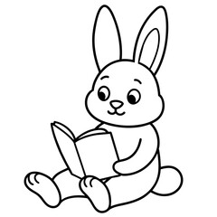 cute bunny coloring book vector (4)