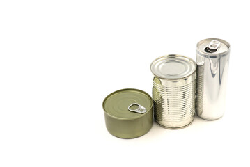 Cans for packaging food on a white background