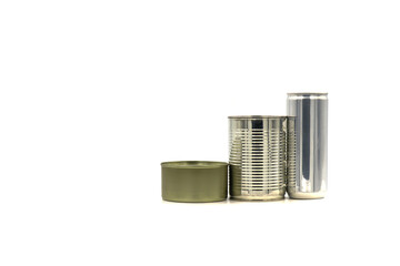 Cans for packaging food on a white background