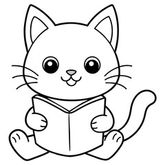 cute carton cat vector coloring book illustration (11)