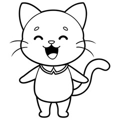 cute carton cat vector coloring book illustration (16)