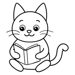 cute carton cat vector coloring book illustration (17)