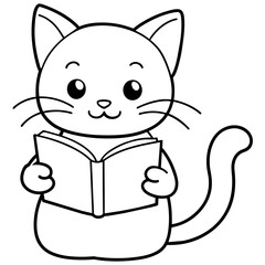 cute carton cat vector coloring book illustration (22)