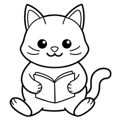 cute carton cat vector coloring book illustration (18)