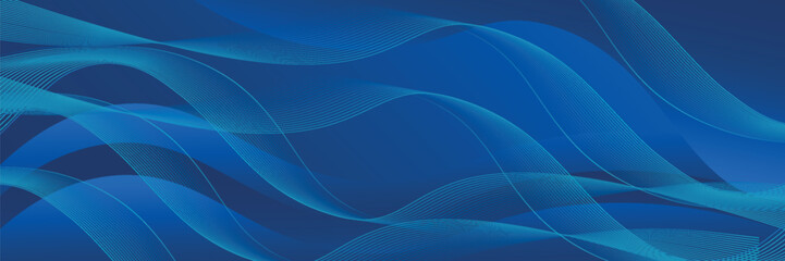 Abstract blue background with shining waves. Shiny blue moving lines design element. Modern smooth wavy lines. Suitable for banners, brochures, covers, websites, companies, pamphlets