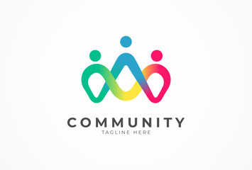 People logo design, Community human Logo template, vector illustration