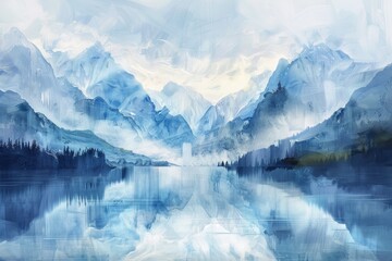 Reflections of Serenity: A Breathtaking Lake Nestled Amidst Majestic Mountains. - obrazy, fototapety, plakaty