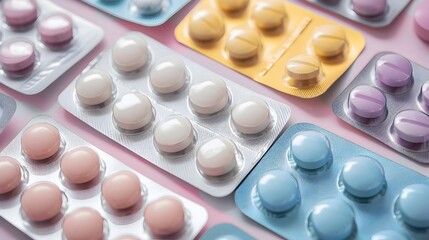 Vibrant Pharmaceutical Arrangement on Plain White Background