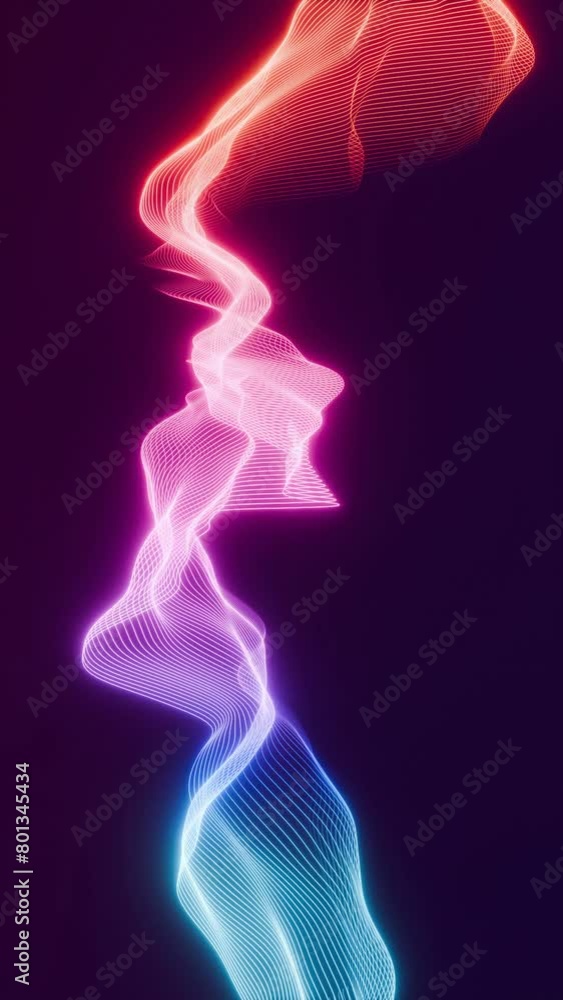 Wall mural abstract colorful futuristic animated wave lines background, 4k seamless loop backdrop video as tech