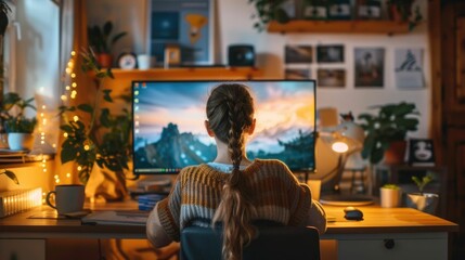 Naklejka premium Cozy Home Workspace for Focused Remote Learning and Studying