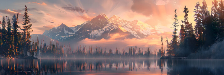 Sunset Serenity: A Panoramic View of a Tranquil National Park